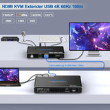 GENERIC|HDMIC54KUSB|1 YR WTY. 4K HDMI + USB Extender: 100m @ 1080P, 90m @ 4K (CAT6) / 80m @ 1080P, 70m @ 4K (CAT5E) – Solid Copper Only, No CCA