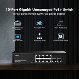 GENERIC|POESW8|1 YR WTY. 8 Port Gigabit PoE Switch + 2 Gigabit Uplink Ports