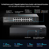 GENERIC|POESW16|1 YR WTY. 16 Port Gigabit PoE Switch + 2 Gigabit Uplink Ports