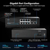 GENERIC|POESW8|1 YR WTY. 8 Port Gigabit PoE Switch + 2 Gigabit Uplink Ports