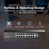 GENERIC|POESW16|1 YR WTY. 16 Port Gigabit PoE Switch + 2 Gigabit Uplink Ports