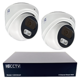 IQCCTV®|IQK02DC|1 YR WTY. 2 camera 8MP/4K IP Dome CCTV Kit, Smart AI, Active Deterrent, 20m cable per camera, 9 channel NVR, NDAA