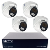 IQCCTV®|IQK04DC|1 YR WTY. 4 camera 8MP/4K IP Dome CCTV Kit, Smart AI, Active Deterrent, 20m cable per camera, 9 channel NVR, NDAA