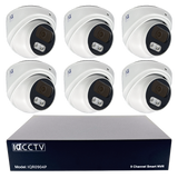IQCCTV®|IQK06DC|1 YR WTY. 6 camera 8MP/4K IP Dome CCTV Kit, Smart AI, Active Deterrent, 20m cable per camera, 9 channel NVR, NDAA