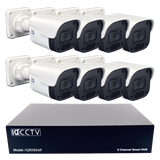 IQCCTV®|IQK08BC|1 YR WTY. 8 camera 4MP IP Bullet CCTV Kit, Smart Motion Detection, 20m cable per camera, 9 channel NVR