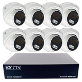 IQCCTV®|IQK08DC|1 YR WTY. 8 camera 8MP/4K IP Dome CCTV Kit, Smart AI, Active Deterrent, 20m cable per camera, 9 channel NVR, NDAA