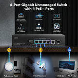 GENERIC|POESW4|1 YR WTY. 4 Port Gigabit PoE Switch + 1 Gigabit Uplink Port