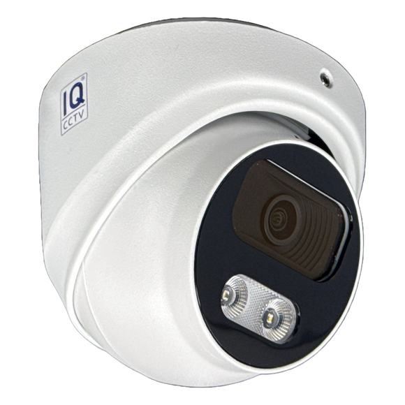 IQCCTV®|IQC08DFW|1 YR WTY. 8MP/4K IP Dome, Smart AI, Wide Angle, Colour & IR Night Vision, Active Deterrent, NDAA