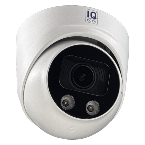 IQCCTV®|IQC08DMW|1 YR WTY. 8MP/4K IP Dome, Smart AI, 5x Zoom, Colour & IR Night Vision, Active Deterrent, NDAA