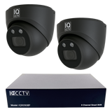 IQCCTV®|IQK02DMB|1 YR WTY. 2 camera 8MP/4K IP 5x Zoom Dome CCTV Kit, Smart AI, Active Deterrent, 20m cable per camera, 9 channel NVR, NDAA