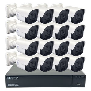 IQCCTV®|IQK16BC|1 YR WTY. 16 camera 4MP IP Bullet CCTV Kit, Smart Motion Detection, 20m cable per camera, 16 channel NVR