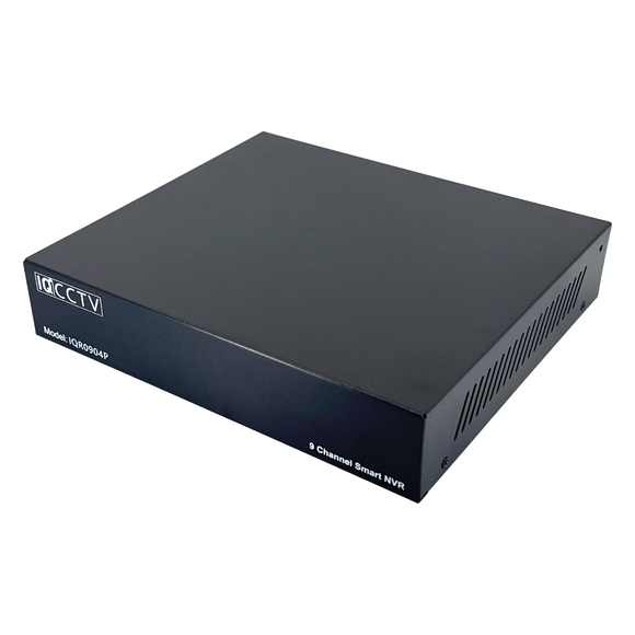 IQCCTV®|IQR0904P|1 YR WTY. 9 Channel Smart AI NVR with 4 PoE Ports, NDAA