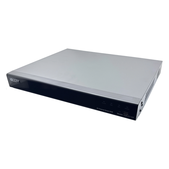 IQCCTV®|IQR3216P|1 YR WTY. 32 Channel Smart AI NVR with 16 PoE Ports, NDAA