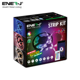 Ener-J ®|SHA5213X|1 YR WTY. Smart WiFi RGB+CCT Changing 5m Plug & Play LED Strip Kit, IP65 *Special order. 3-5 days lead time