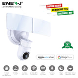 Ener-J ®|SHA5293|1 YR WTY. Wifi Outdoor Security Kit with IP Camera and twin LED Floodlight, 2 way audio, White *Special order. 3-5 days lead time