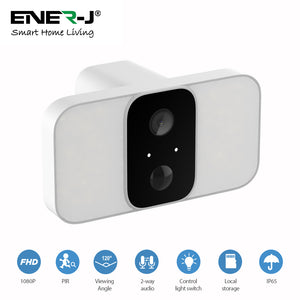 Ener-J ®|SHA5344|1 YR WTY. Smart Wireless 1080P Battery Camera with Twin Floodlights, 10400mAh Batteries *Special order. 3-5 days lead time