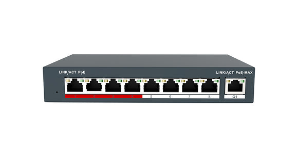 XVISION®|XSW-08P|1 YR WTY. 8 PoE (+1 Gigabit) Network Switch