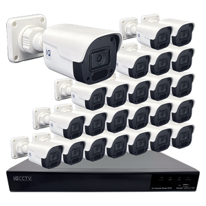 IQCCTV®|IQK24BC|1 YR WTY. 24 camera 4MP IP Bullet CCTV Kit, Smart Motion Detection, 20m cable per camera, 32 channel NVR