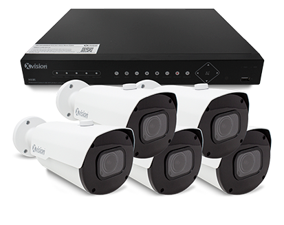 XVISION®│X5C8000BM-W-S5-2T│3 YR WTY.    4K AI+BI Pro Bullet 5 camera PoE IP CCTV system