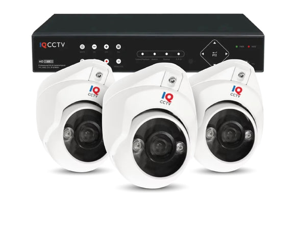 IQCCTV®│IQC5000VC-W-S3-1T│2 YR WTY.    5MP White LED Mini Dome 3 camera HD CCTV System