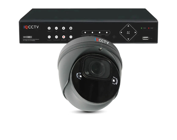 IQCCTV®│IQC8000VV-G-S1-1T│2 YR WTY.    4K Varifocal Pro Dome (Grey) 1 camera HD CCTV System