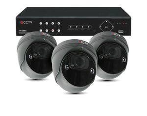 IQCCTV®│IQC8000VV-G-S3-1T│2 YR WTY.    4K Varifocal Pro Dome (Grey) 3 camera HD CCTV System