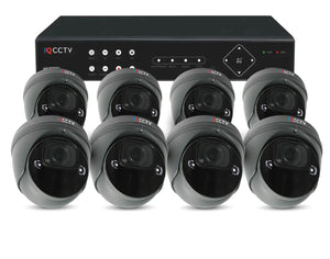 IQCCTV®│IQC8000VV-G-S8-1T│2 YR WTY.    4K Varifocal Pro Dome (Grey) 8 camera HD CCTV System