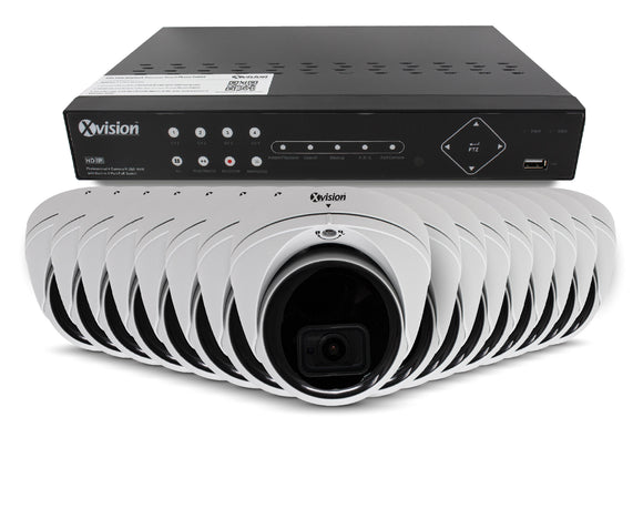 XVISION®│X5C8000V-W-S16-4T│3 YR WTY.    4K Mini Dome 16 camera PoE IP CCTV system