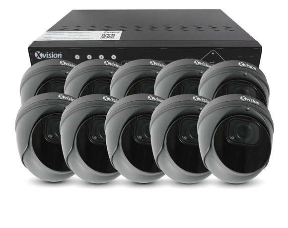 XVISION®│X4C5000VM-G-3-S10-4T│3 YR WTY.    5MP Pro Dome (Grey) 10 camera PoE IP CCTV system