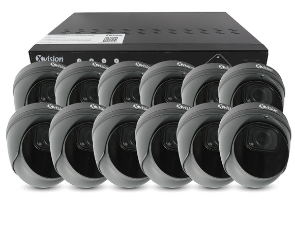 XVISION®│X5C8000VM-G-S12-4T│3 YR WTY.    4K AI+BI Pro Dome (Grey) 12 camera PoE IP CCTV system