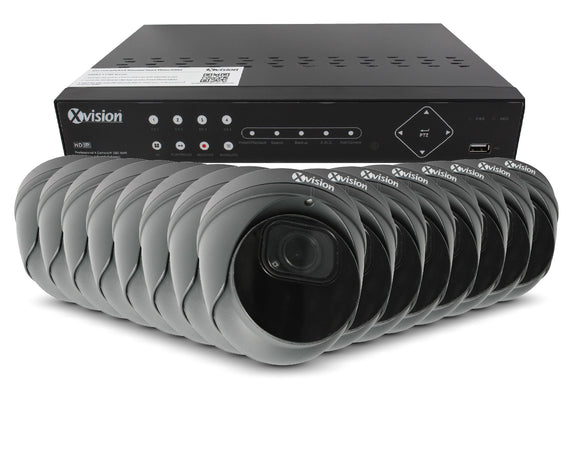 XVISION®│X5C5000VM-G-3-S16-4T│3 YR WTY.    5MP AI+BI Pro Dome (Grey) 16 camera PoE IP CCTV system