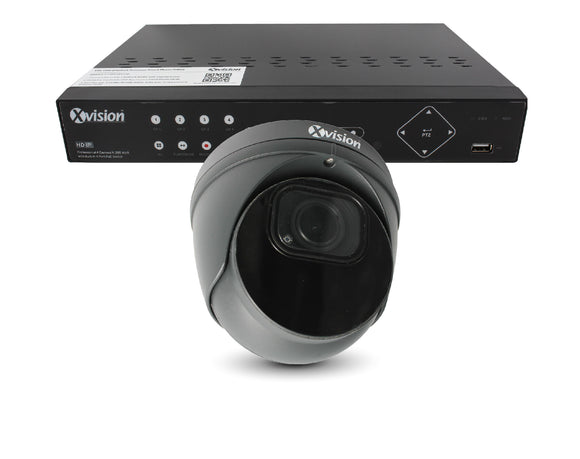 XVISION®│X4C5000VM-G-3-S1-1T│3 YR WTY.    5MP Pro Dome (Grey) 1 camera PoE IP CCTV system