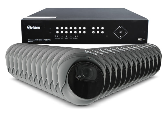 XVISION®│X5C5000VM-G-3-S24-8T│3 YR WTY.    5MP AI+BI Pro Dome (Grey) 24 camera PoE IP CCTV system