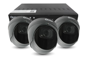 XVISION®│X5C8000VM-G-S3-1T│3 YR WTY.    4K AI+BI Pro Dome (Grey) 3 camera PoE IP CCTV system