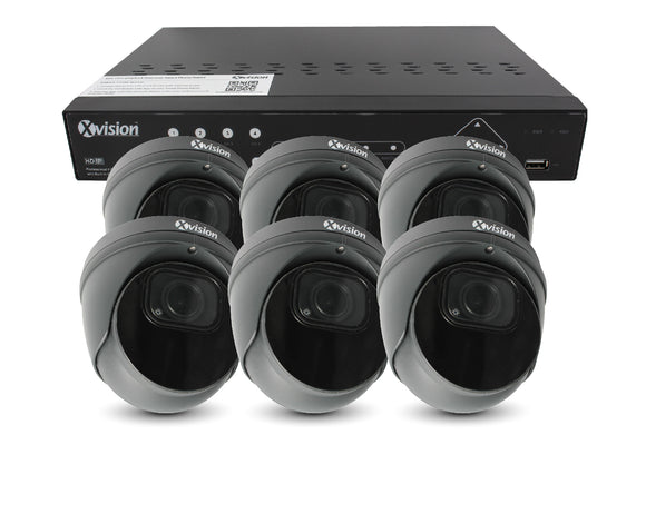 XVISION®│X5C5000VM-G-3-S6-2T│3 YR WTY.    5MP AI+BI Pro Dome (Grey) 6 camera PoE IP CCTV system