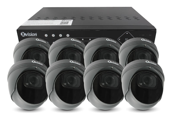 XVISION®│X5C8000VM-G-S8-2T│3 YR WTY.    4K AI+BI Pro Dome (Grey) 8 camera PoE IP CCTV system
