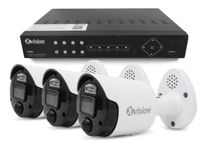 XVISION®│X5C8000BD-W-S3-1T│3 YR WTY.    4K Active Defence AI+BI Mini Bullet 3 camera PoE IP CCTV system