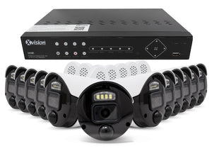 XVISION®│X5C8000BD-W-S12-4T│3 YR WTY.    4K Active Defence AI+BI Mini Bullet 12 camera PoE IP CCTV system