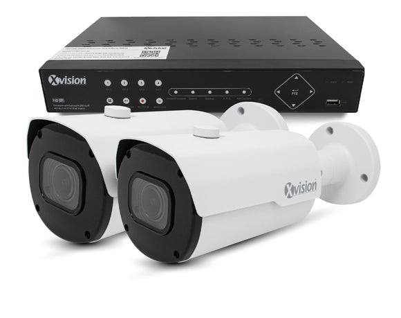 XVISION®│X5C8000BM-W-S2-1T│3 YR WTY.    4K AI+BI Pro Bullet 2 camera PoE IP CCTV system