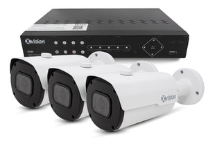 XVISION®│X5C8000BM-W-S3-1T│3 YR WTY.    4K AI+BI Pro Bullet 3 camera PoE IP CCTV system