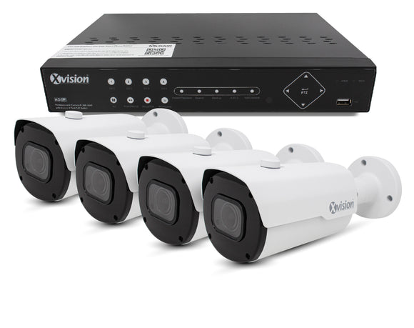 XVISION®│X4C5000BM-W-2N-S4-1T│3 YR WTY.    5MP Pro Bullet 4 camera PoE IP CCTV system