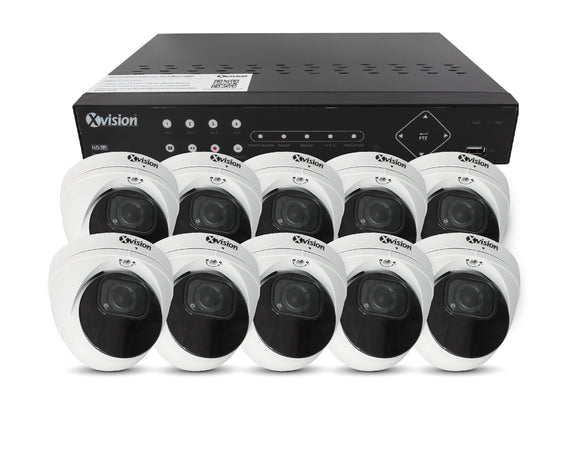 XVISION®│X4C5000VM-W-3-S10-4T│3 YR WTY.    5MP Pro Dome (White) 10 camera PoE IP CCTV system