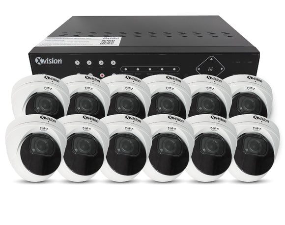 XVISION®│X5C8000VM-W-S12-4T│3 YR WTY.    4K AI+BI Pro Dome (White) 12 camera PoE IP CCTV system