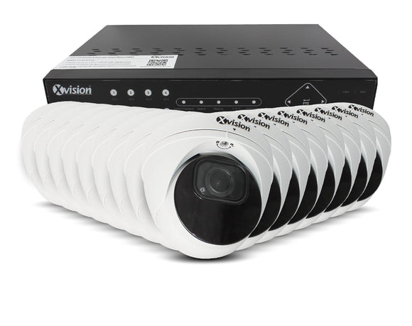 XVISION®│X5C5000VM-W-3-S16-4T│3 YR WTY.    5MP AI+BI Pro Dome (White) 16 camera PoE IP CCTV system
