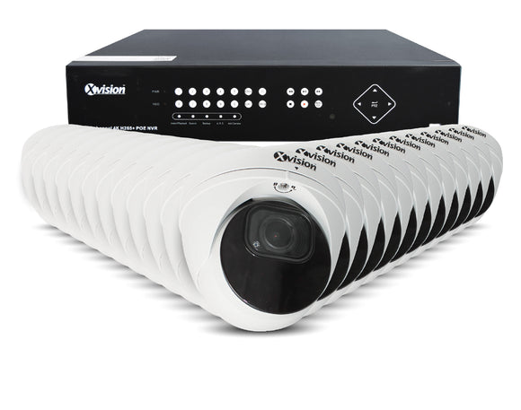 XVISION®│X5C5000VM-W-3-PDU-S24-8T│3 YR WTY.    5MP Active Defence AI+BI Pro Dome Ultra 24 camera PoE IP CCTV system