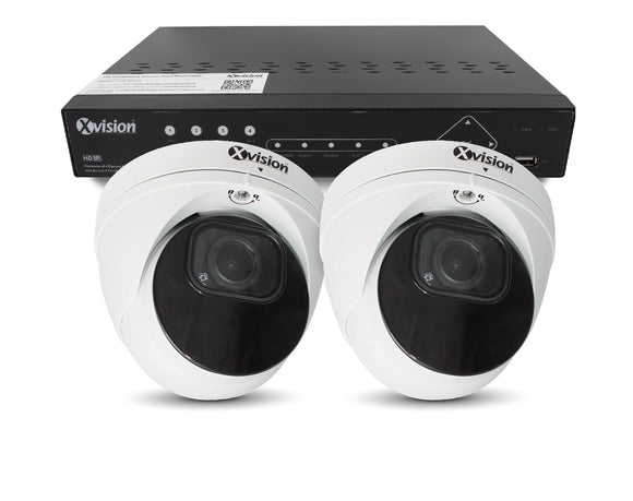 XVISION®│X5C5000VM-W-3-S2-1T│3 YR WTY.    5MP AI+BI Pro Dome (White) 2 camera PoE IP CCTV system