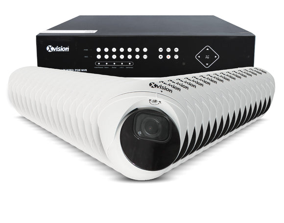 XVISION®│X5C5000VM-W-3-PDU-S32-8T│3 YR WTY.    5MP Active Defence AI+BI Pro Dome Ultra 32 camera PoE IP CCTV system