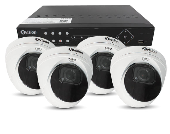 XVISION®│X4C5000VM-W-3-S4-1T│3 YR WTY.    5MP Pro Dome (White) 4 camera PoE IP CCTV system