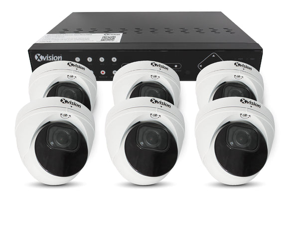 XVISION®│X4C5000VM-W-3-S6-2T│3 YR WTY.    5MP Pro Dome (White) 6 camera PoE IP CCTV system
