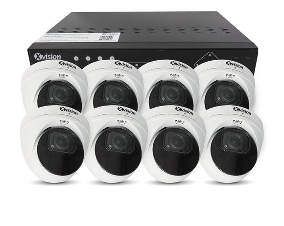 XVISION®│X5C5000VM-W-3-S8-2T│3 YR WTY.    5MP AI+BI Pro Dome (White) 8 camera PoE IP CCTV system